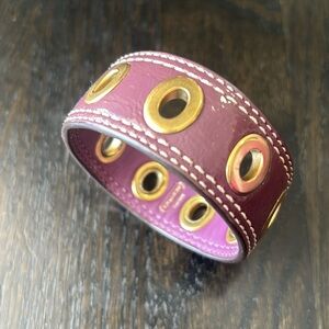 New in Box! Coach Leather Bangle Bracelet with Brass Grommets Women's Bracelet